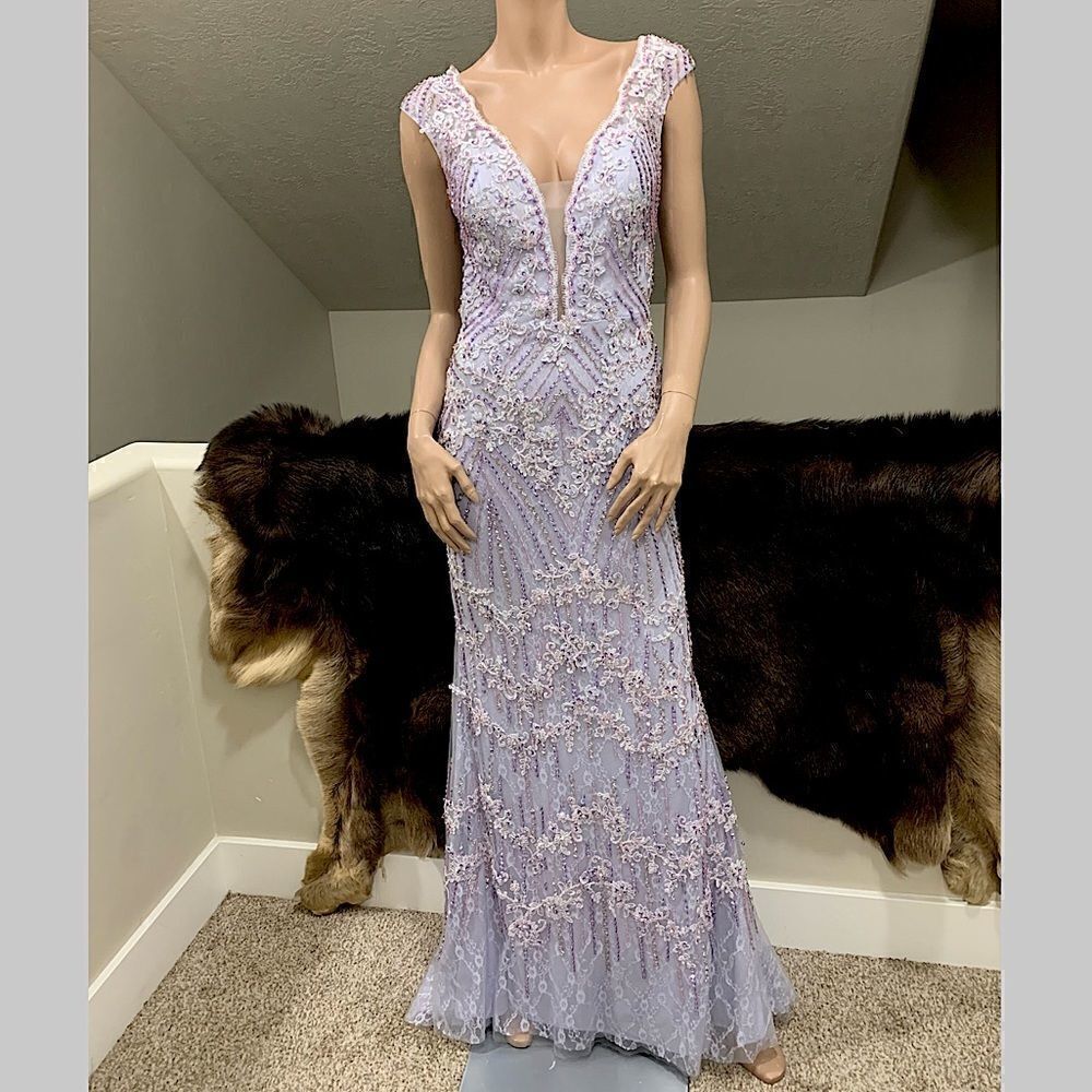 Gorgeous  Custom Embroidered Floral Lace With Beads & Sequins Fishtail Gown